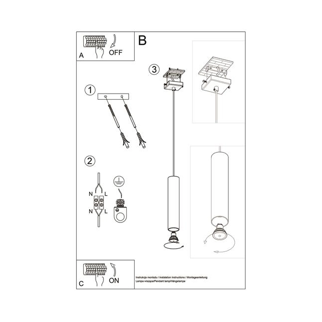 Lampa Wisząca LAGOS 1 złoty połysk-158218