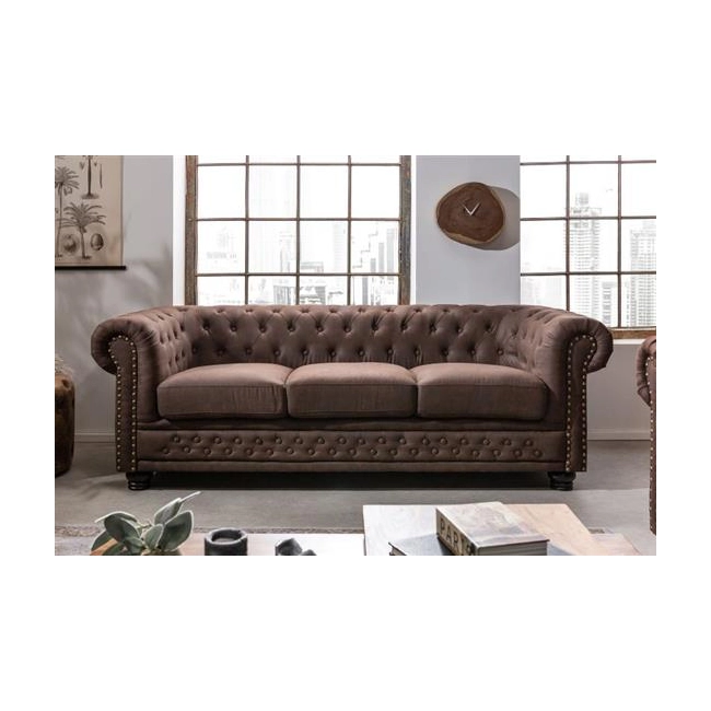 SOFA 3-OSOBOWA CHESTERFIELD BRĄZOWA 200 CM