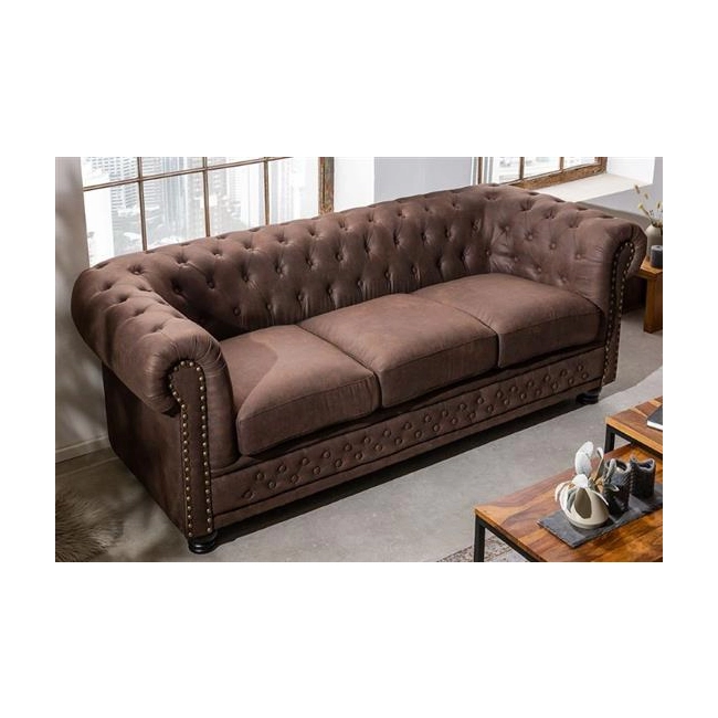 SOFA 3-OSOBOWA CHESTERFIELD BRĄZOWA 200 CM-160011