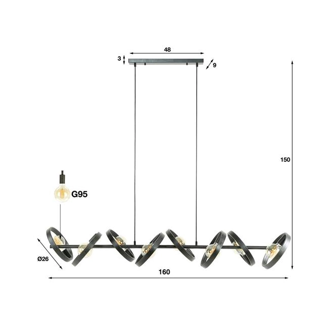 LAMPA WISZĄCA ARES METALOWA-160862