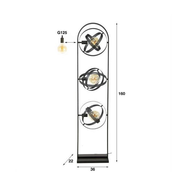 LAMPA PODŁOGOWA AMZI METALOWA CZARNA-187935