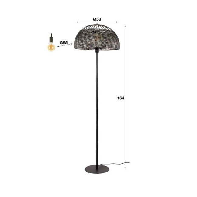 LAMPA PODŁOGOWA ASTER 164 CM METALOWA CZARNOBRĄZOWA-192097