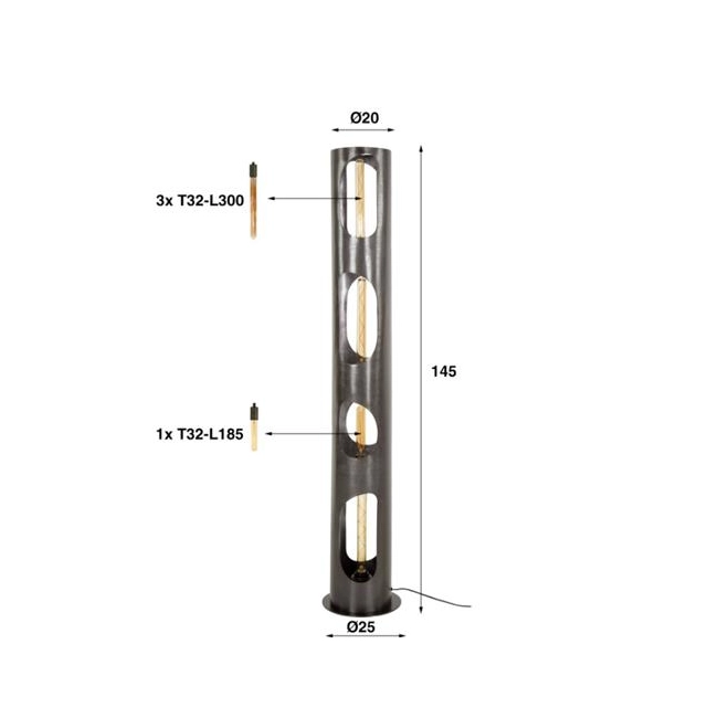 LAMPA PODŁOGOWA LEE 145 CM METALOWA NIKIEL CZARNY-192160