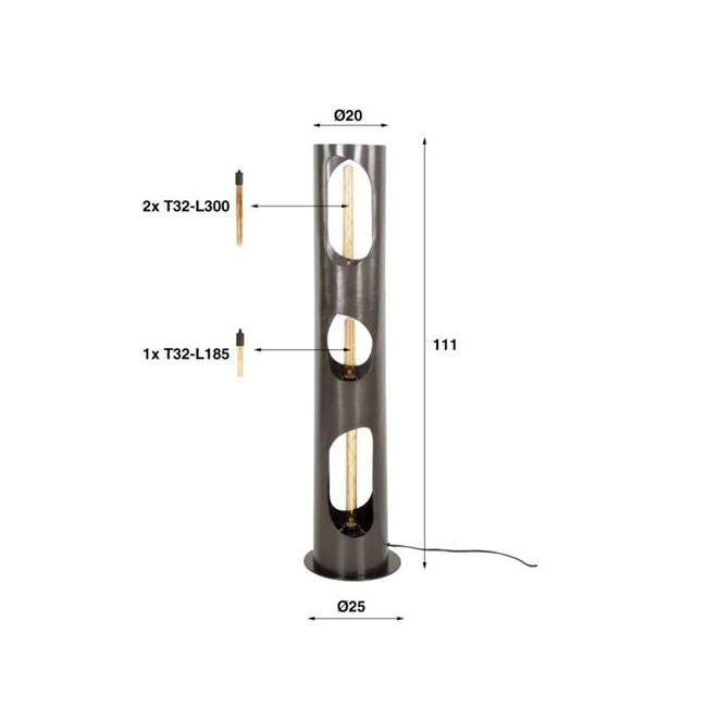 LAMPA PODŁOGOWA LEE 111 CM METALOWA NIKIEL CZARNY-192167