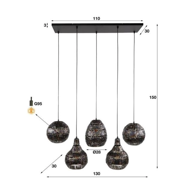 LAMPA WISZĄCA BERIL METALOWA CZARNOBRĄZOWA-192334