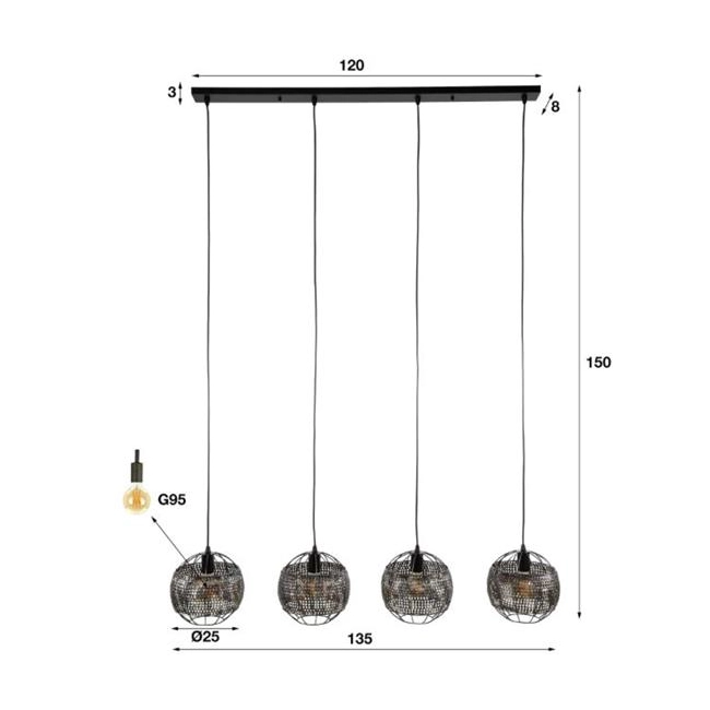 LAMPA WISZĄCA ASTER II METALOWA CZARNOBRĄZOWA-192387