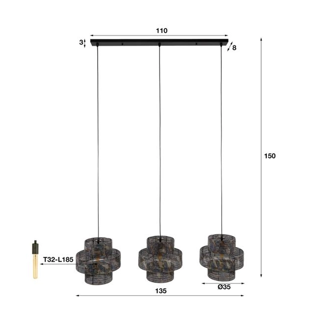 LAMPA WISZĄCA SHADOW METALOWA CZARNOBRĄZOWA-192397