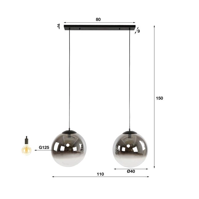 LAMPA WISZĄCA MERA SZKLANA DYMIONA CZERŃ-192407