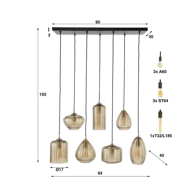 LAMPA WISZĄCA OPPO SZKŁO BURSZTYNOWE-192414