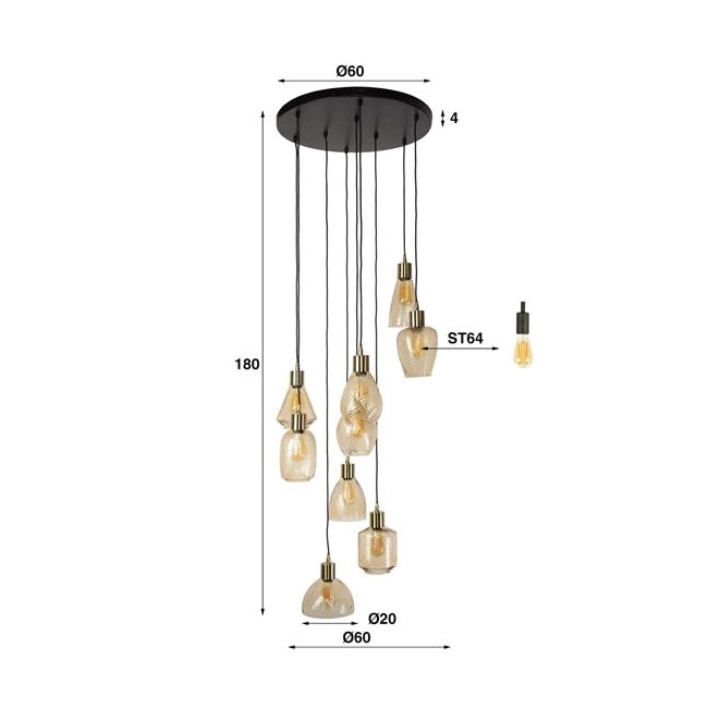 LAMPA WISZĄCA ANGELA SZKLANA BURSZTYNOWA-192426