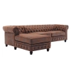 NAROŻNIK LEWY CHESTERFIELD BRĄZOWY 280X140 CM