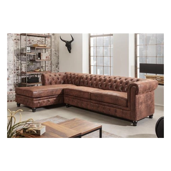 NAROŻNIK LEWY CHESTERFIELD BRĄZOWY 270X165 CM-195283