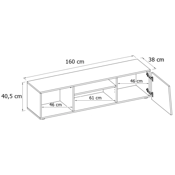 Szafka RTV BELLA 160 cm dąb craft złoty